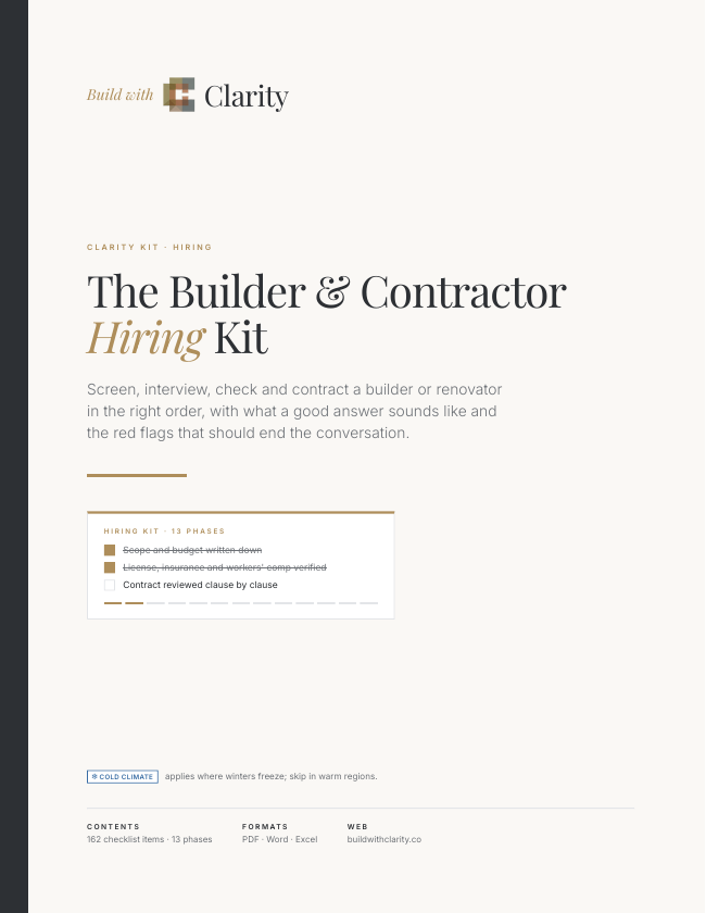 Builder & Contractor Hiring Kit — preview of the included START HERE page