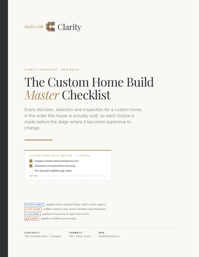 Custom Home Build Master — preview of the included START HERE page