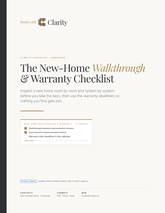 New-Home Walkthrough & Warranty — preview of the included START HERE page